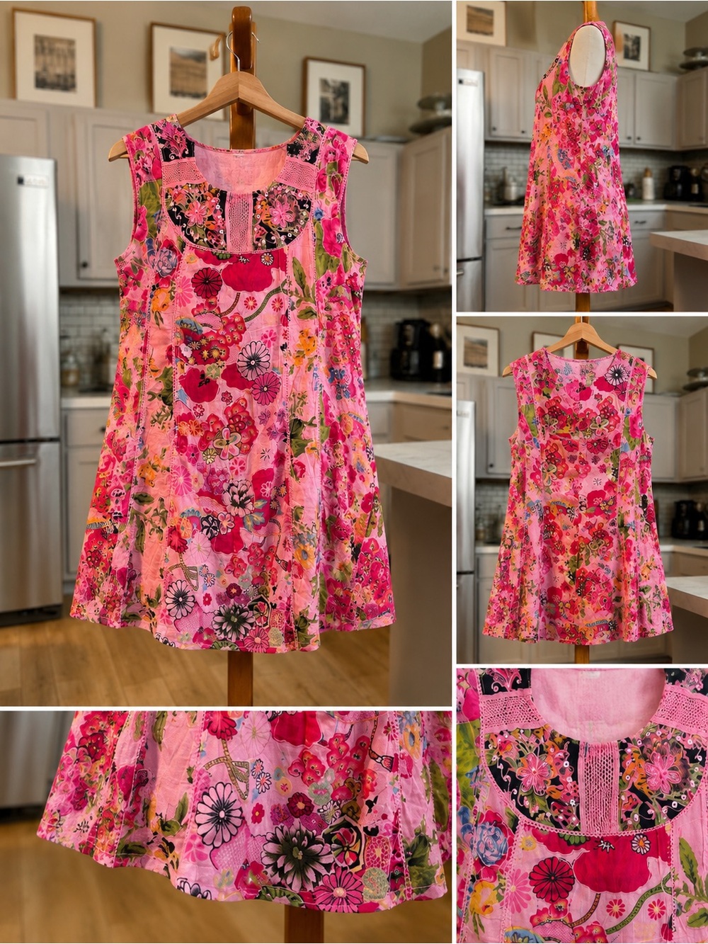 Beautiful Women’s Pink Floral Sleeveless Dress